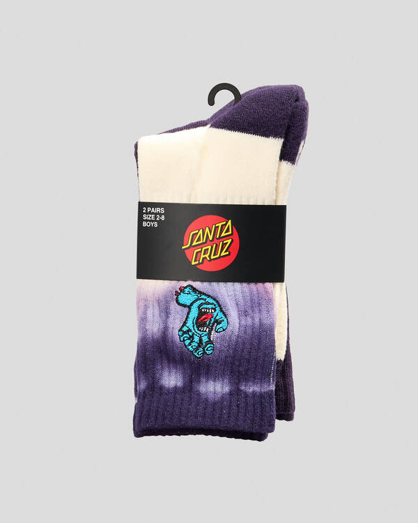Santa Cruz Boys' Screaming Hand Crew Socks 2 Pack for Unisex