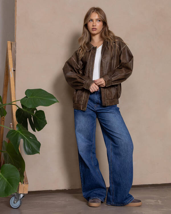 Ava And Ever Dakota Faux Leather Bomber Jacket for Womens