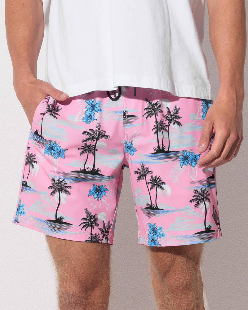 Skylark Pink Coast Elastic Waist Shorts for Mens